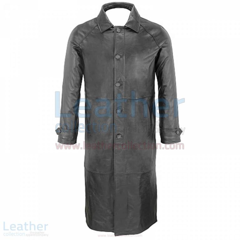 Classic Black Leather Cheap Trench Coat Mens –  Coat