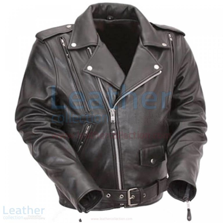 Classic Leather Vented Motorcycle Jacket –  Jacket