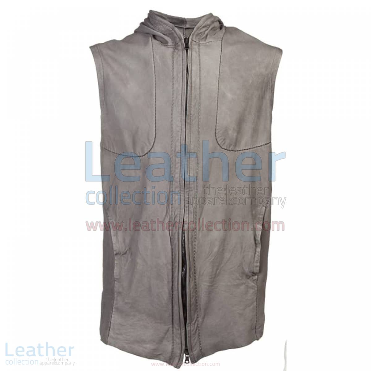 Fashion Hooded Leather Vest –  Vest