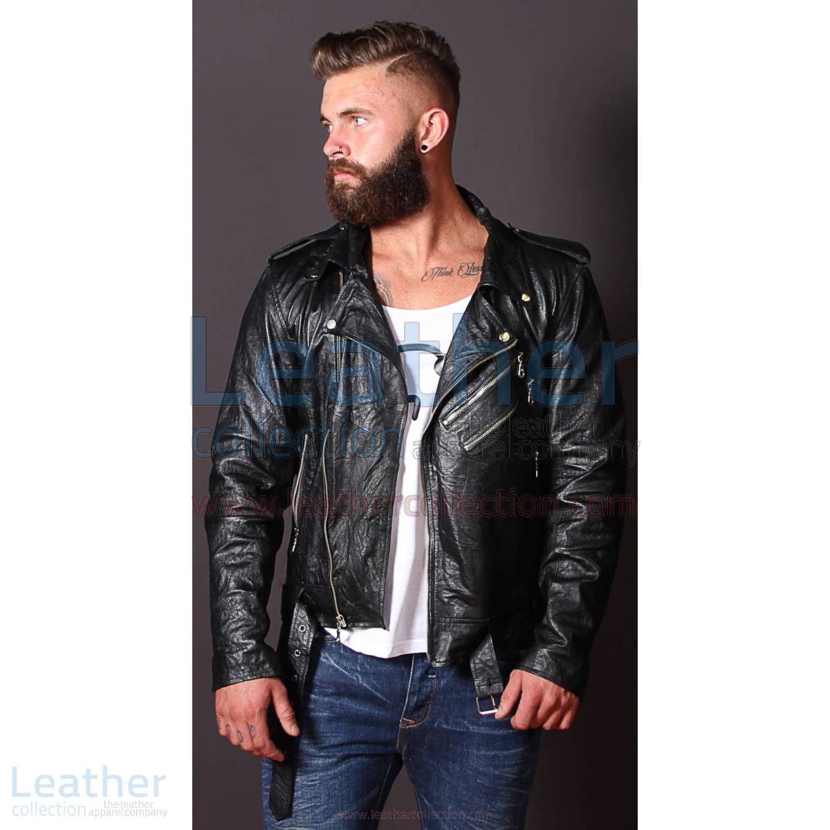 Fashion Men Wrinkle Leather Jacket –  Jacket