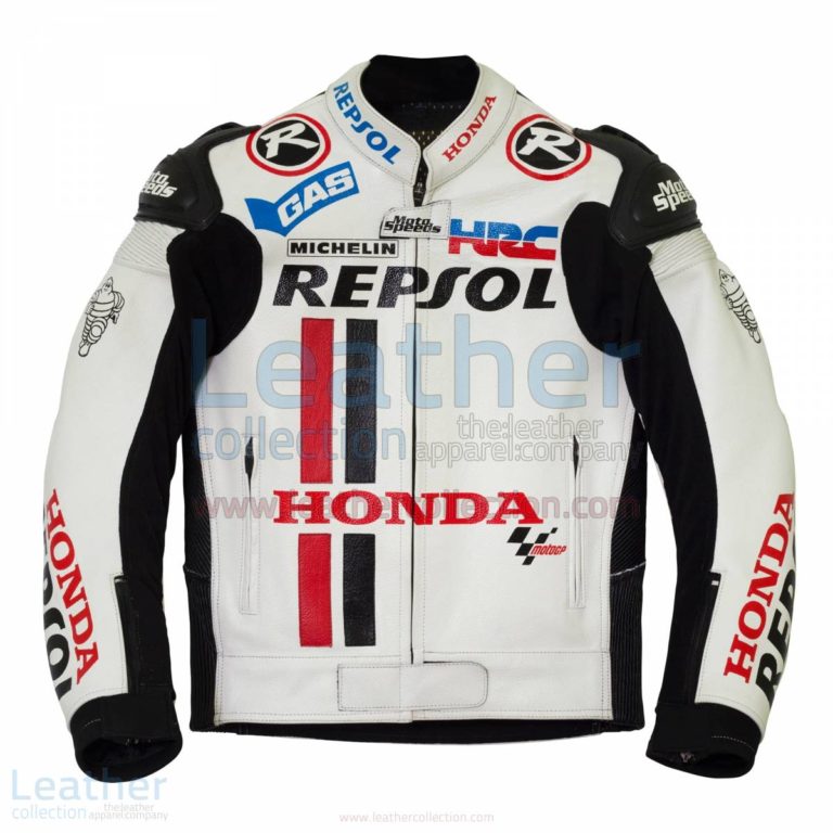 Honda Repsol White Leather Race Jacket – Honda Jacket