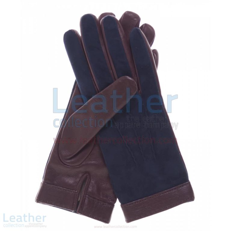 Ladies Blue Suede and Lambskin Gloves –  Gloves