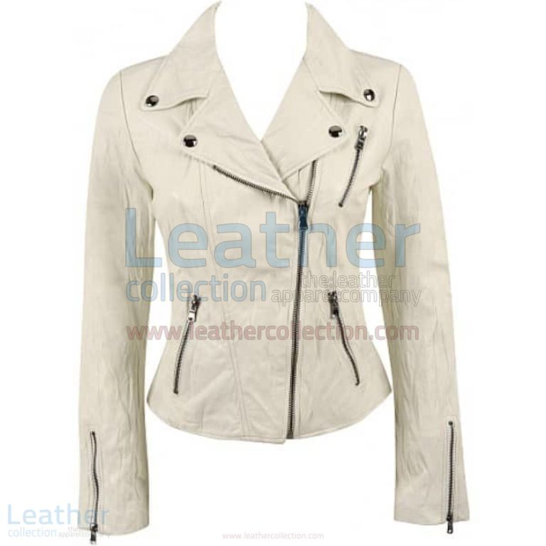 Ladies Brando Style Crinkle Casual Leather Jacket –  Jacket