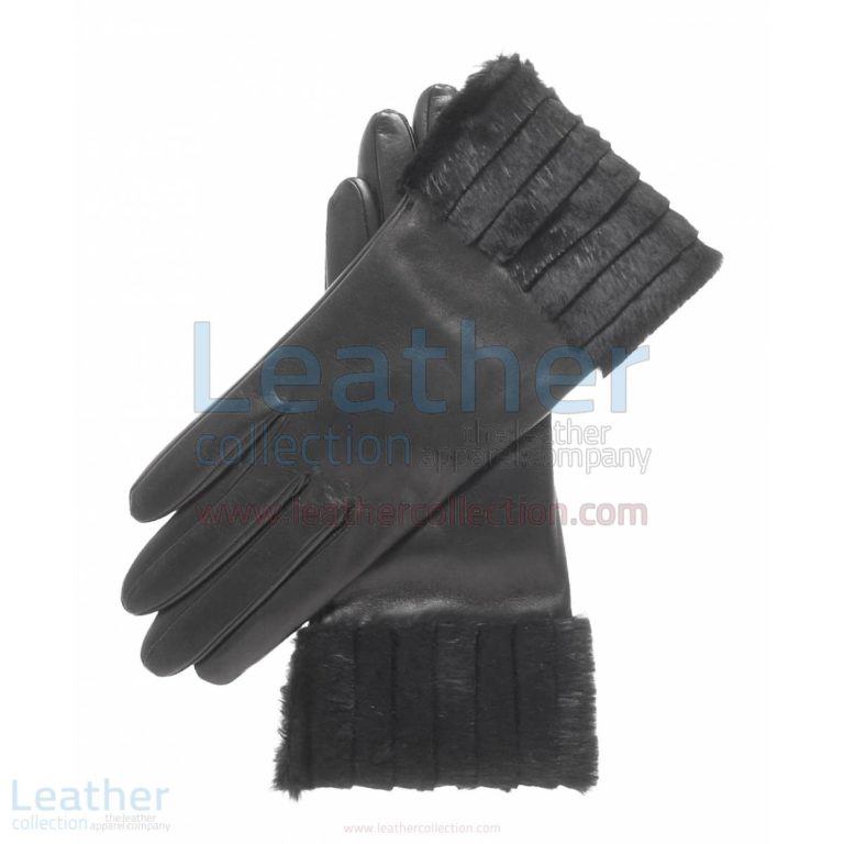 Ladies Fashion Black Fur Cuff Gloves –  Gloves