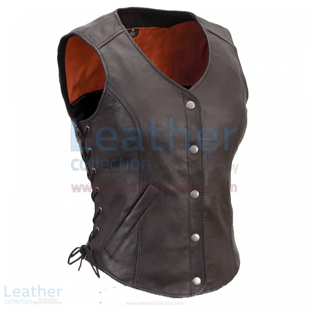 Ladies Motorcycle Leather Vest with Side Laces –  Vest