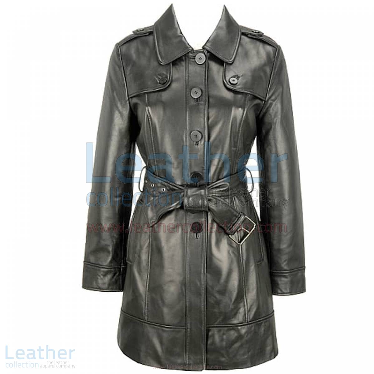 Leather 3/4 Length Asymmetrical Coat –  Coat