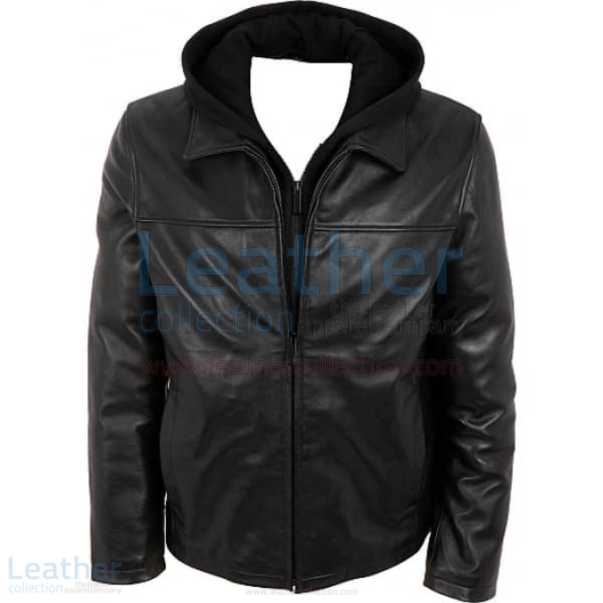 Leather Casual Jacket with Hood