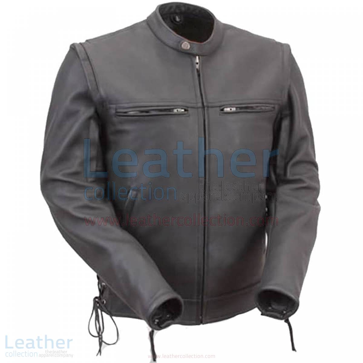 Leather Moto Jacket Men with Zip-Off Sleeves –  Jacket