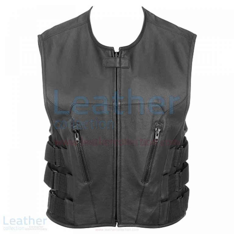 Leather Rider Vest with Velcro Side Straps –  Vest