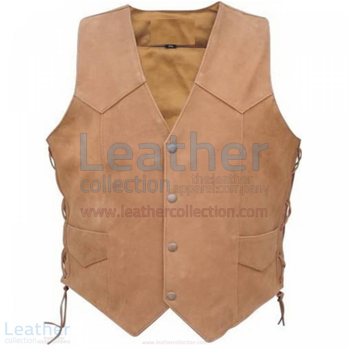 Men’s Side Lace Gun Pocket Leather Vest –  Vest