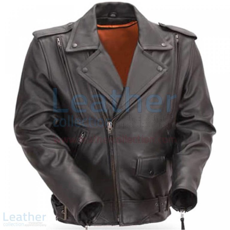 Mens Classic Motorcycle Jacket with Gun Metal Hardware –  Jacket