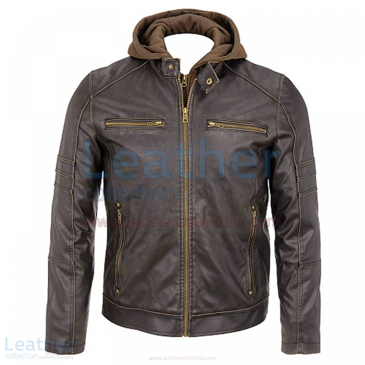 Mens Leather Hooded Jacket –  Jacket