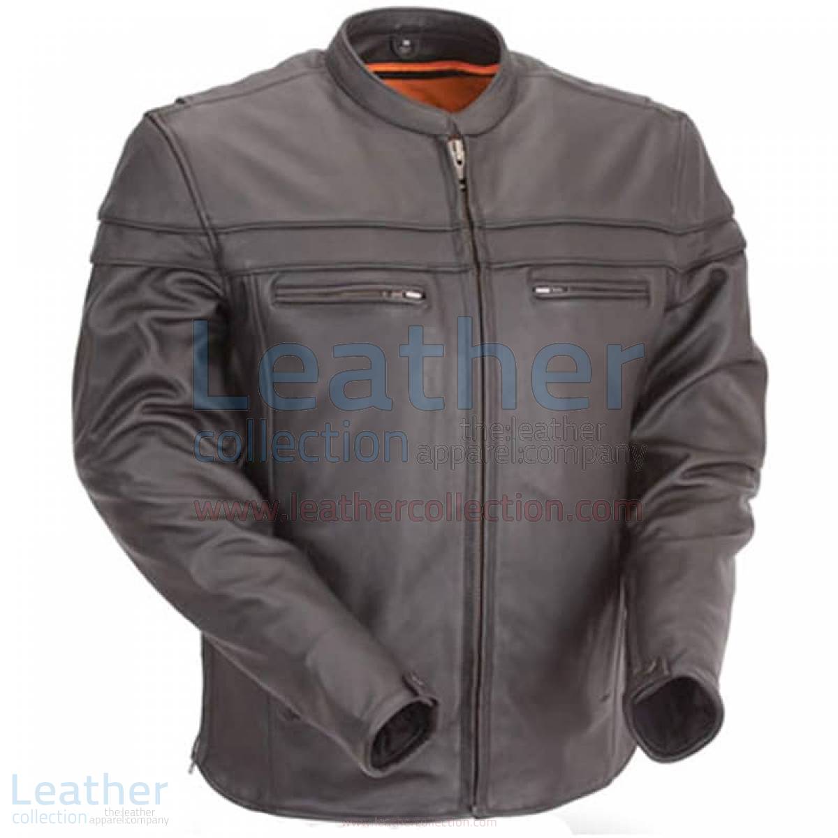 Moto Biker Jacket with Mandarin Collar –  Jacket