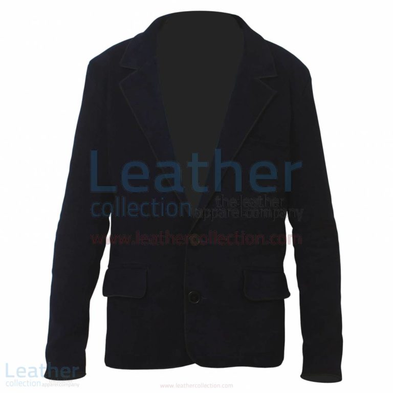 Navy Suede Blazer Fashion Leather –  Jacket