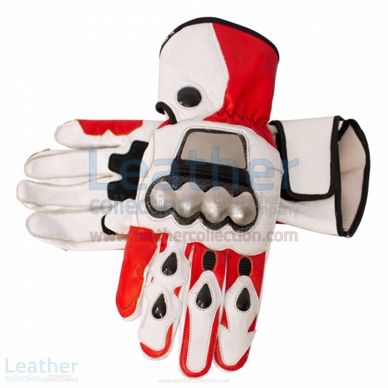 Red and White Motorcycle Leather Gloves –  Gloves
