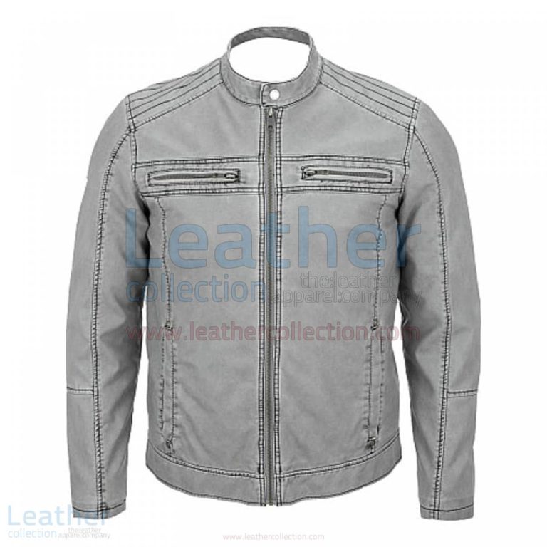 Semi Moto Gray Leather Jacket –  Jacket