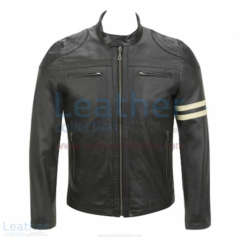 Semi Moto Stripes Leather Jacket –  Jacket