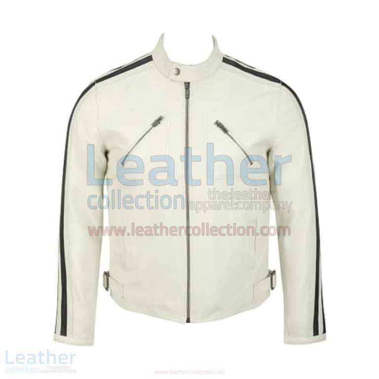 Semi Motorbike White Leather Fashion Jacket –  Jacket