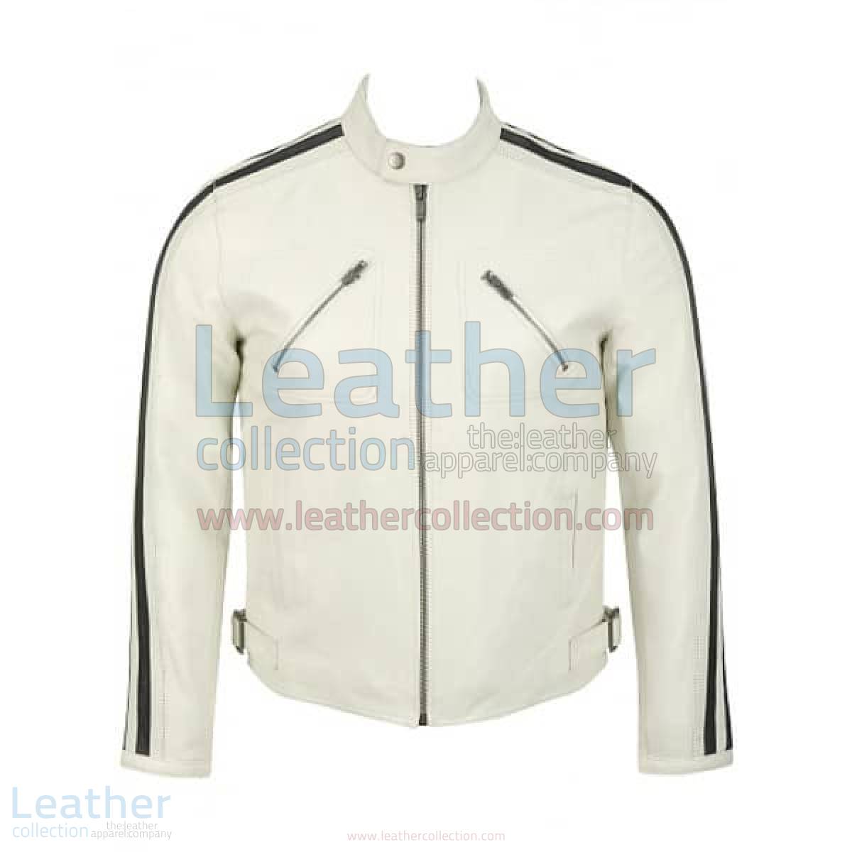 Semi Motorbike White Leather Fashion Jacket