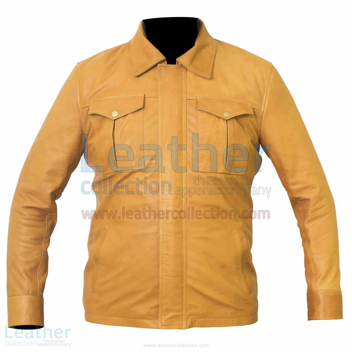 Shirt Style Camel Color Leather Jacket –  Jacket