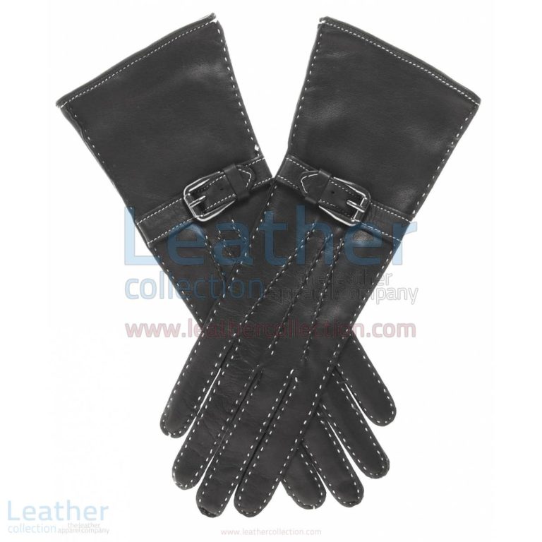 Silk Lined Leather Gloves with Decorative Buckle –  Gloves