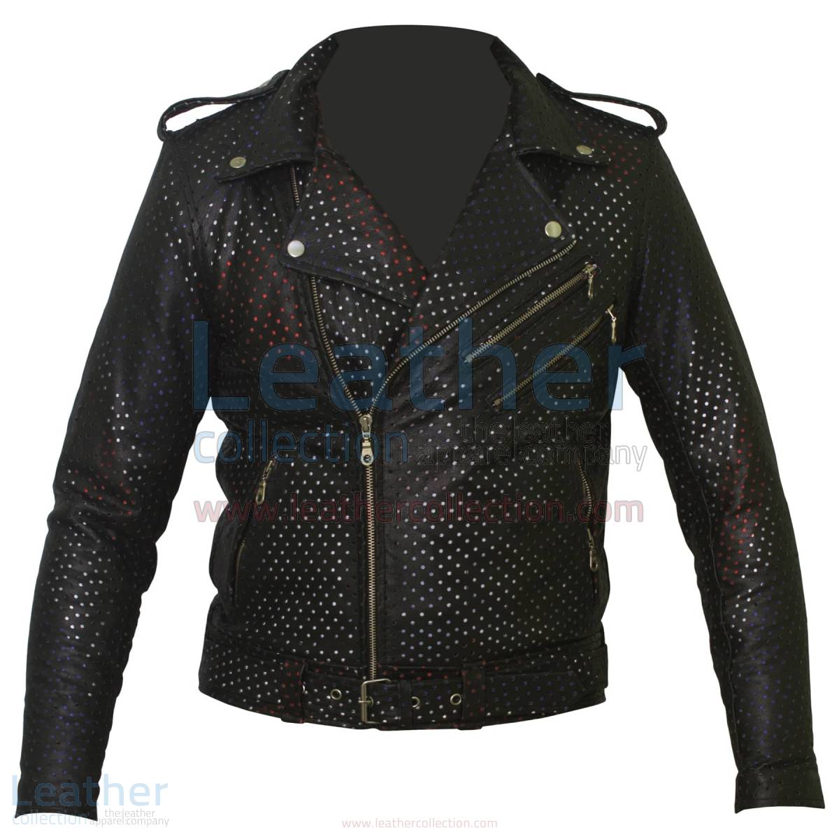 Union Jack Perforated Fashion Leather Jacket –  Jacket