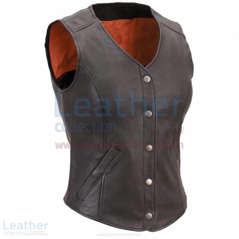 Women Leather Motorcycle Vest –  Vest