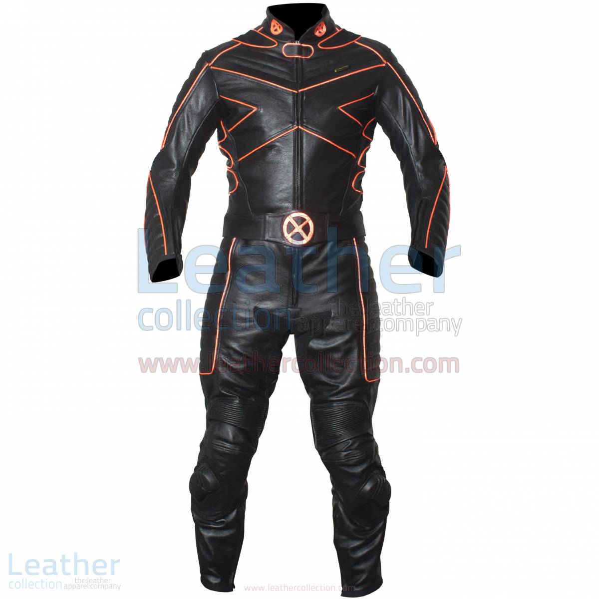 X-MEN Motorcycle Racing Leather Suit with Orange Piping –  Suit