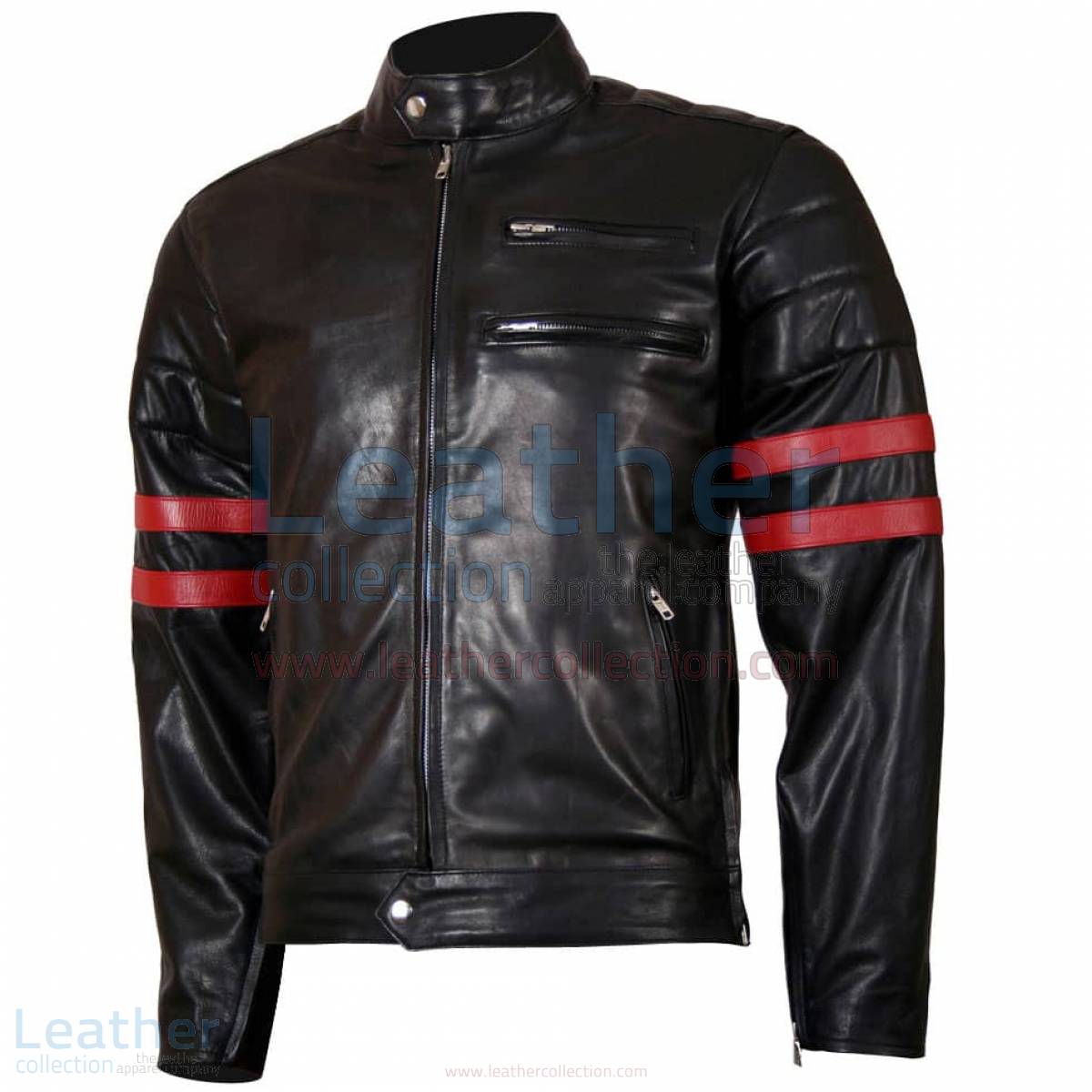 X-Men Wolverine Black with Red Strips Biker Leather Jacket –  Jacket