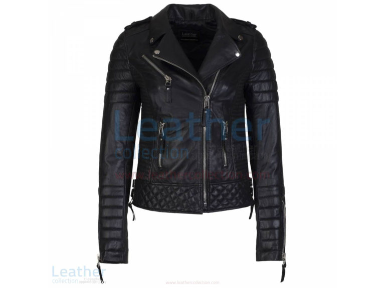 BIKER QUILTED LEATHER JACKET WOMENS