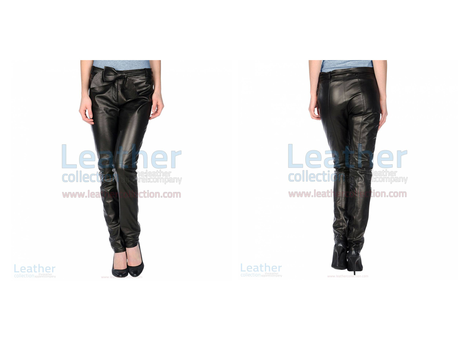 WOMENS BLACK LEATHER PANTS WITH LEATHER BELT