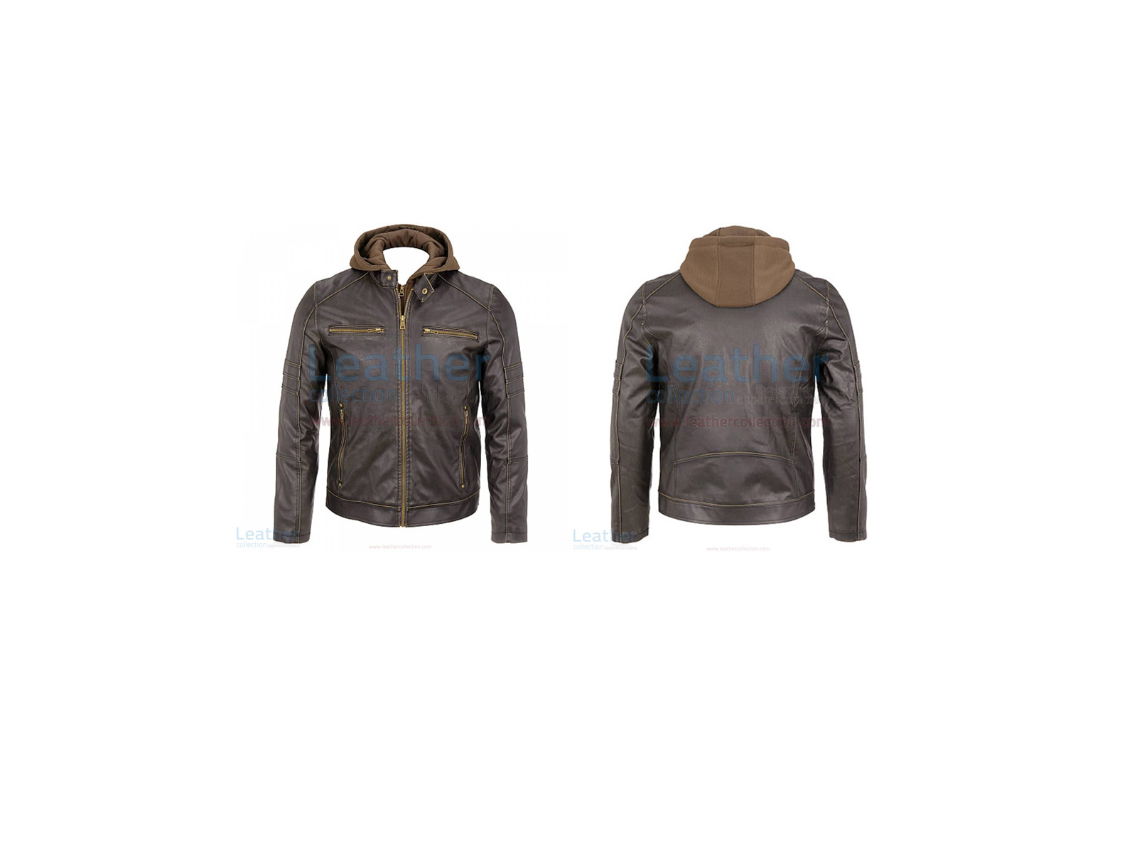 MENS LEATHER HOODED JACKET