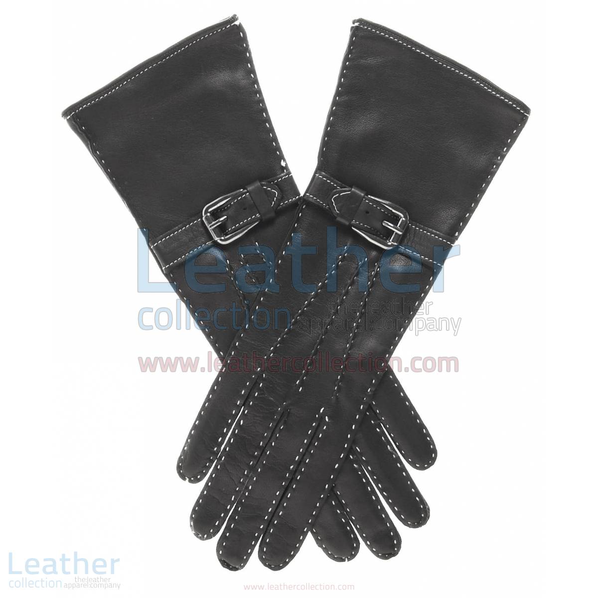 SILK LINED LEATHER GLOVES WITH DECORATIVE BUCKLE