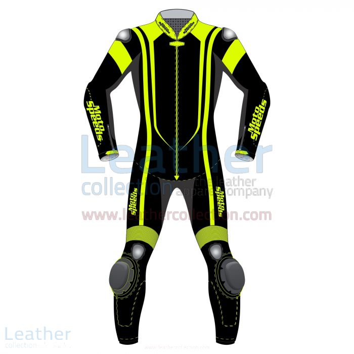 Alpha Neon Leather Motorbike Suit front view