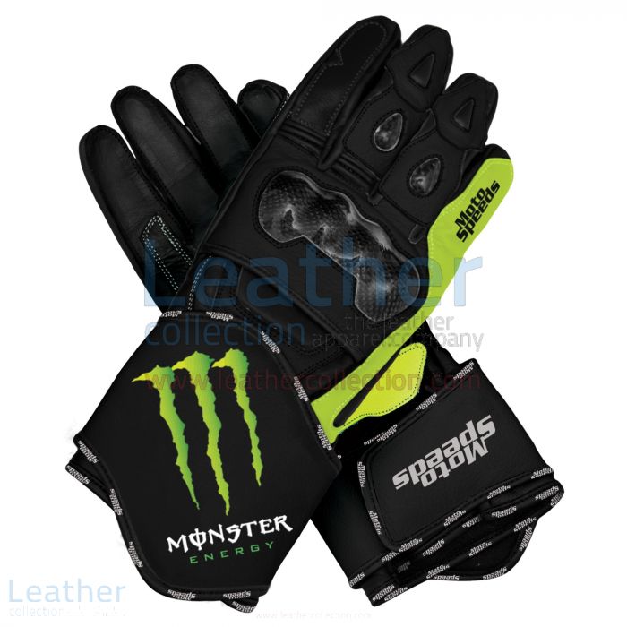 Monster Motorbike Leather Race Gloves