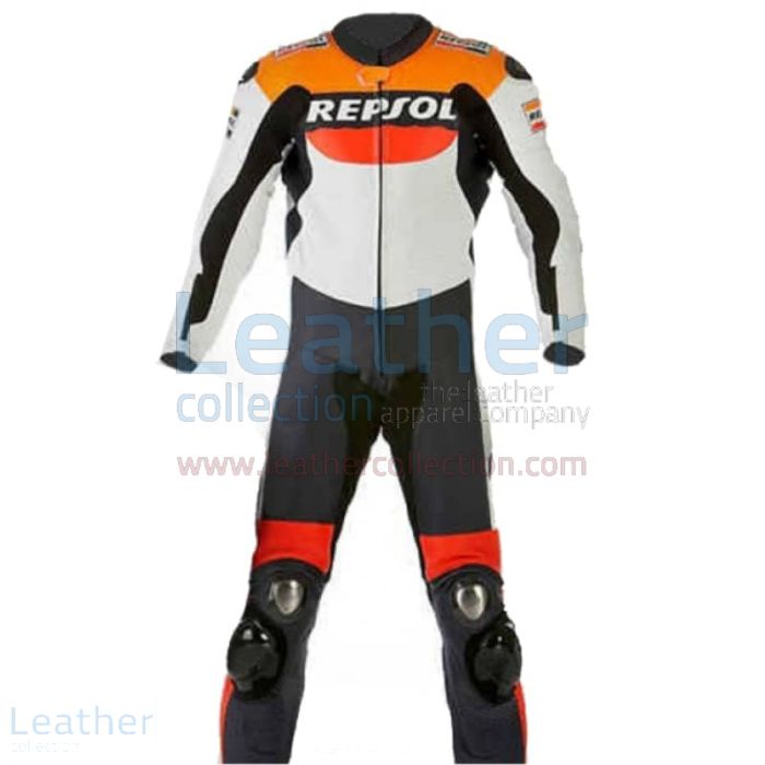 Repsol Motorbike Racing Leather Suit front view