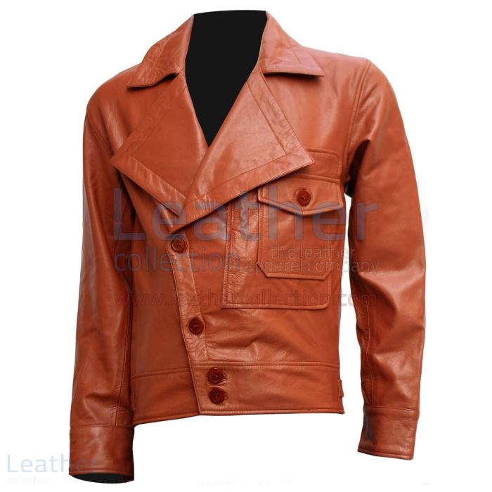 Order Online Aviator Movie Tan Biker Leather Jacket for $395.00