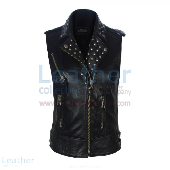 Get Biker Ladies Leather Studded Collar Vest for £266.00 in UK