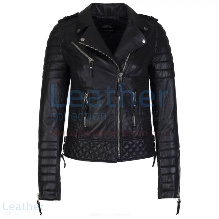 Buy Now Biker Womens Quilted Leather Jacket Black for SEK3,344.00 in S