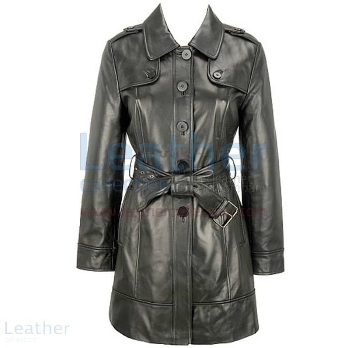 Customize Black Lamb Belted Trench Coat with Thinsulate Lining for ¥4
