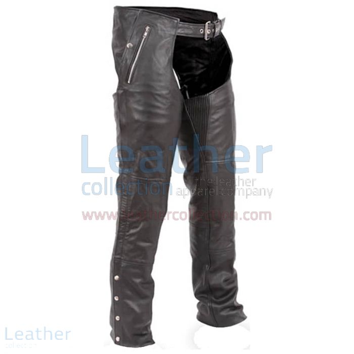 Grab Now Black Premium Biker Leather Chaps for $125.00