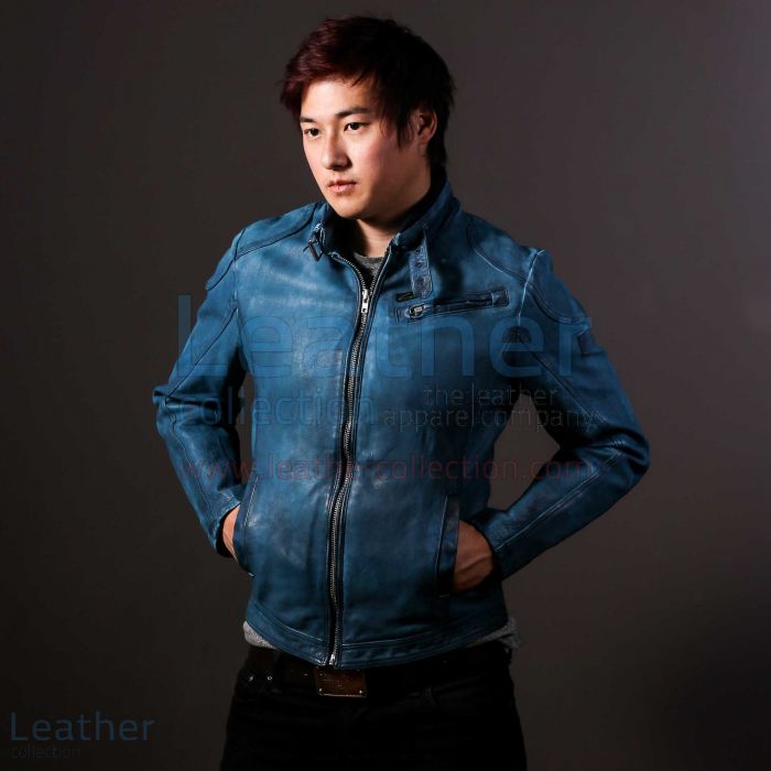 Customize Blue Jazz Leather Jacket for Men for £547.20 in UK