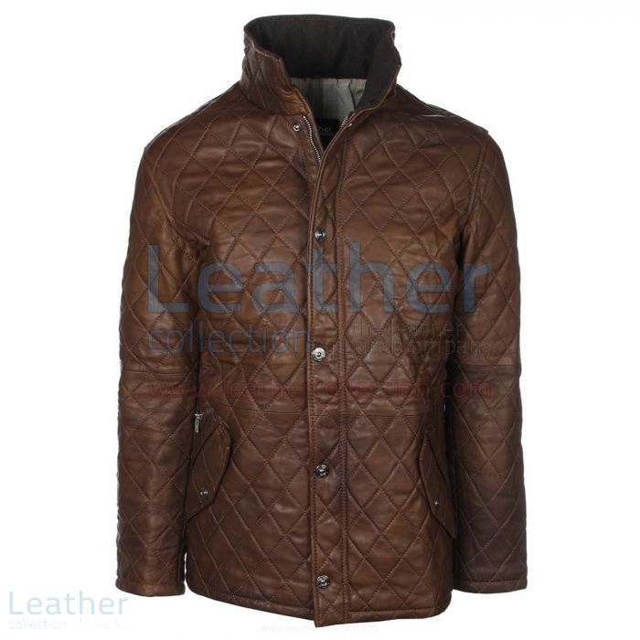 Claim Now Brown Diamond Leather Jacket for SEK5,271.20 in Sweden