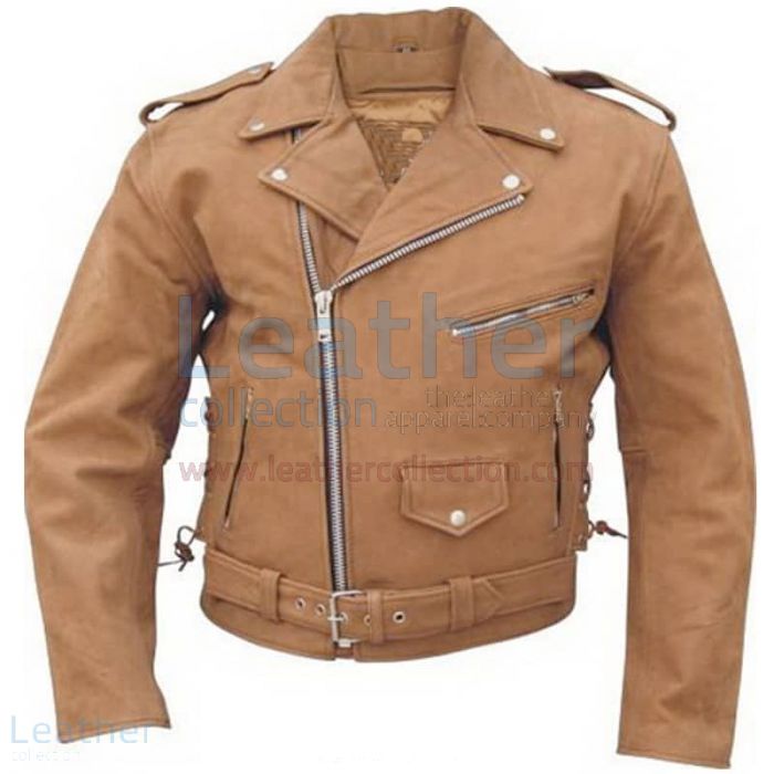 Order Online Brown Leather Motorcycle Jacket for $199.00