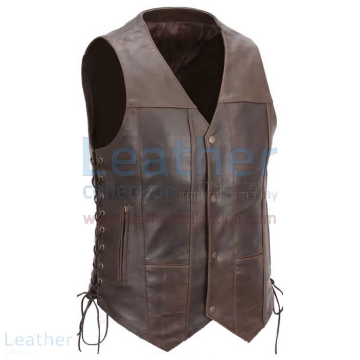 Order Now Brown Premium Leather Motorcycle Vest for SEK1,100.00 in Swe