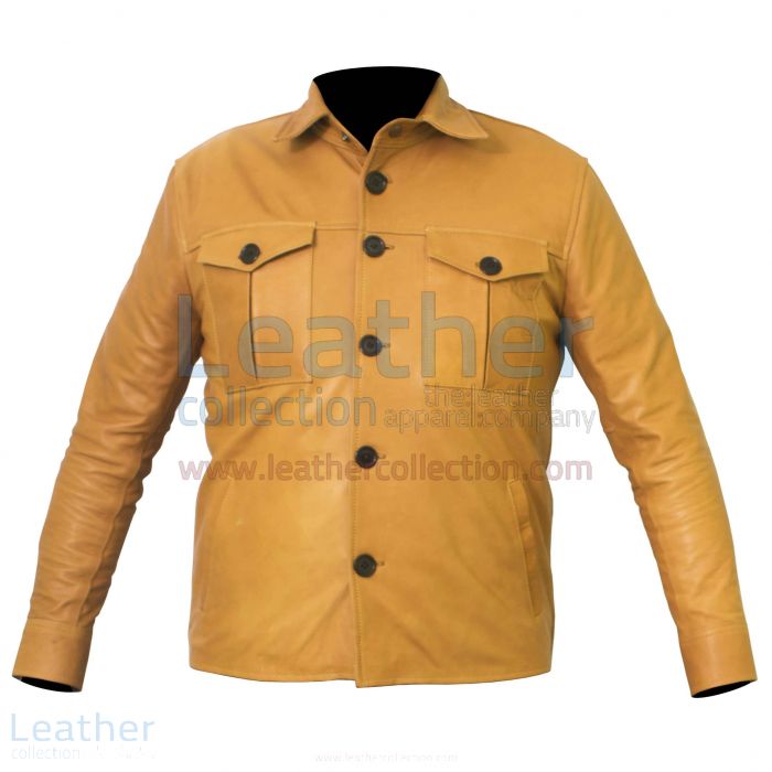 Buy Buttoned Front Lamb Skin Shirt Style Jacket for $336.00