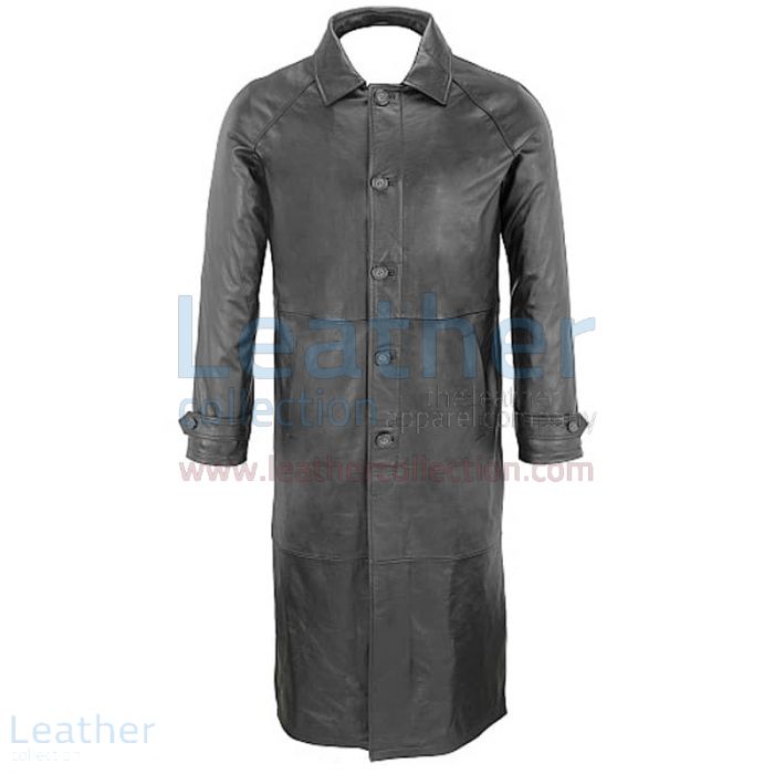 Black Leather Trench Coat | Genuine Leather Full Length Trench Coat