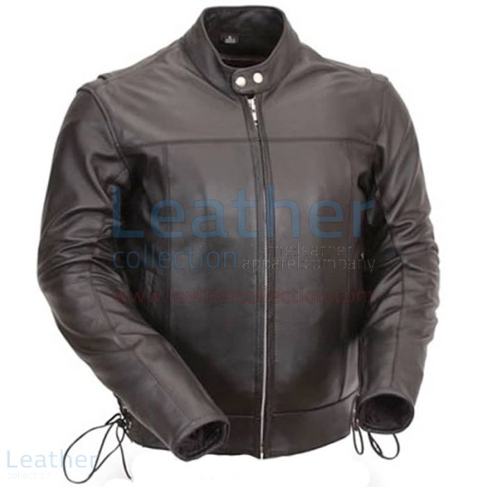 Shop Now Classic Leather Scooter Jacket with Side Laces for $220.00