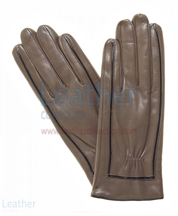 Demanda en línea costuras decorativas cuero marrón Gloves €47.30