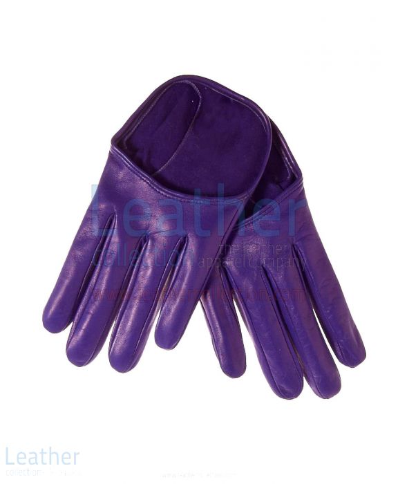 Offering Fashion Short Purple Leather Gloves for $55.00